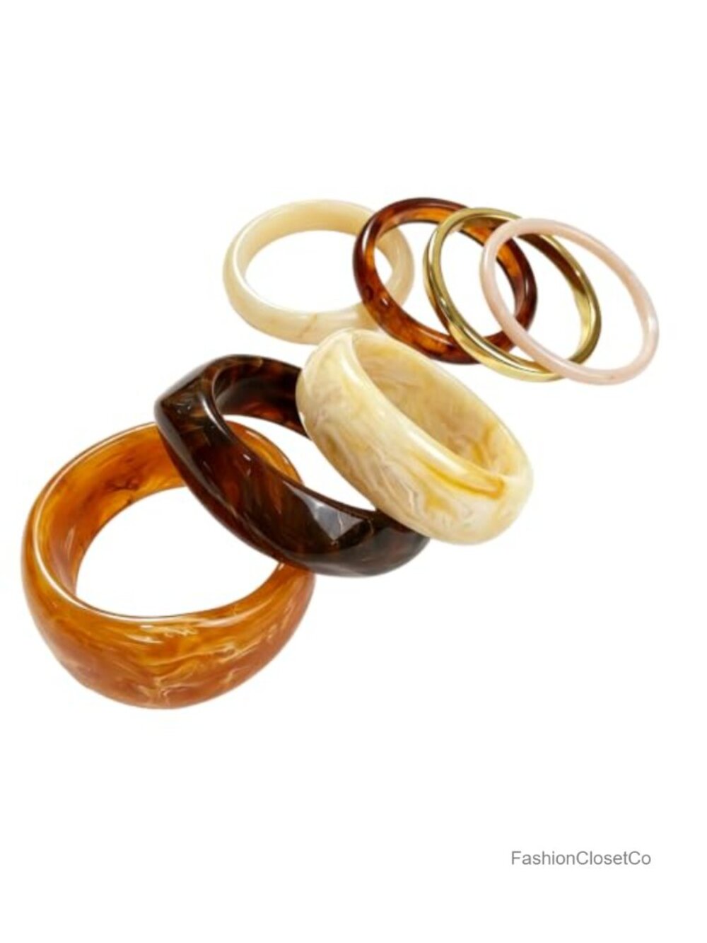 7 Pcs Chunky Resin Bangle Set Retro Irregular Acrylic Bracelets for Women